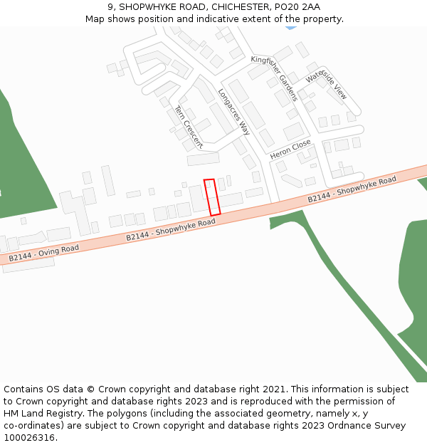 9, SHOPWHYKE ROAD, CHICHESTER, PO20 2AA: Location map and indicative extent of plot