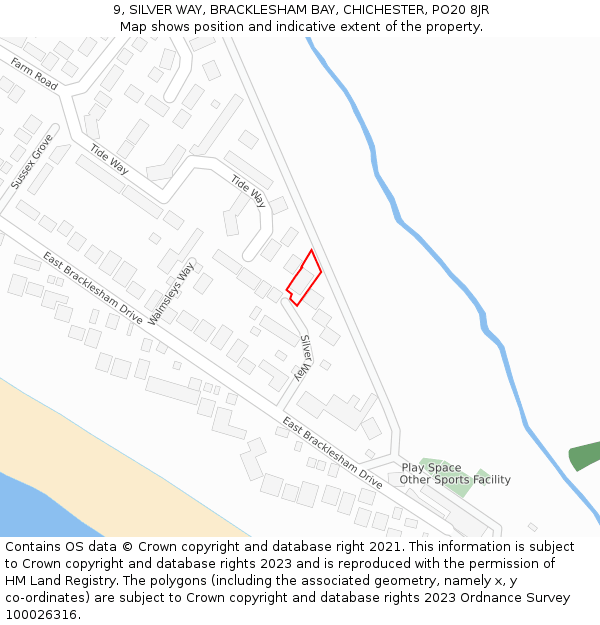 9, SILVER WAY, BRACKLESHAM BAY, CHICHESTER, PO20 8JR: Location map and indicative extent of plot