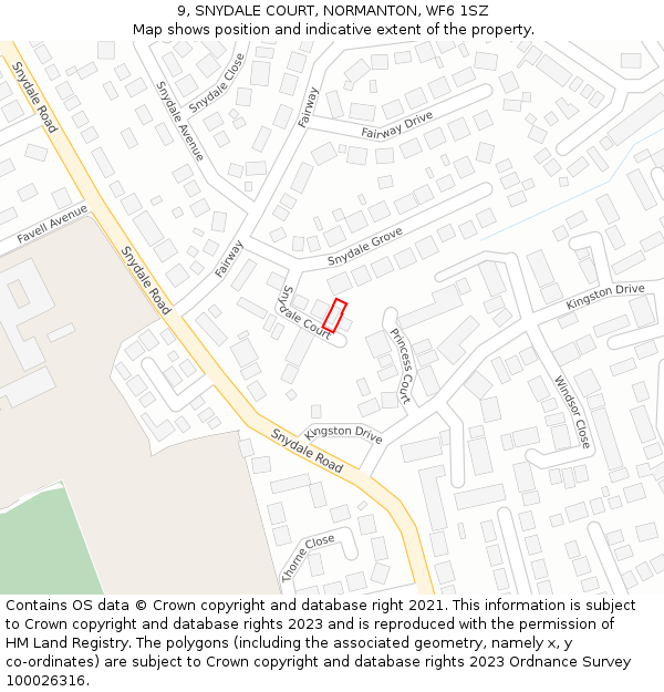 9, SNYDALE COURT, NORMANTON, WF6 1SZ: Location map and indicative extent of plot