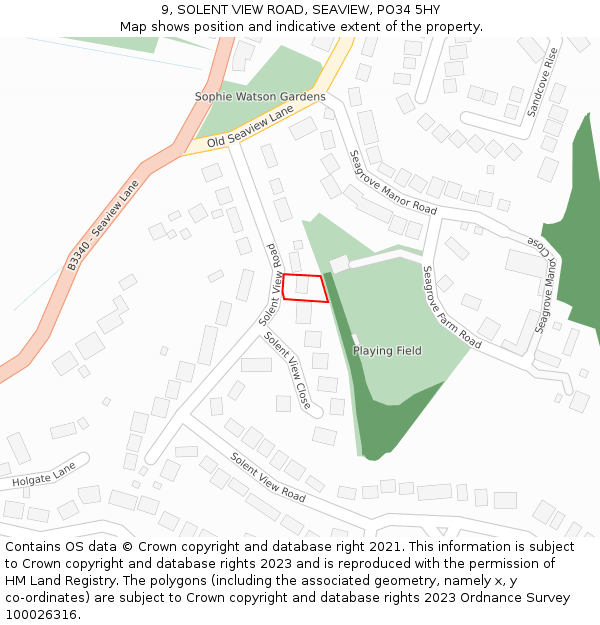 9, SOLENT VIEW ROAD, SEAVIEW, PO34 5HY: Location map and indicative extent of plot