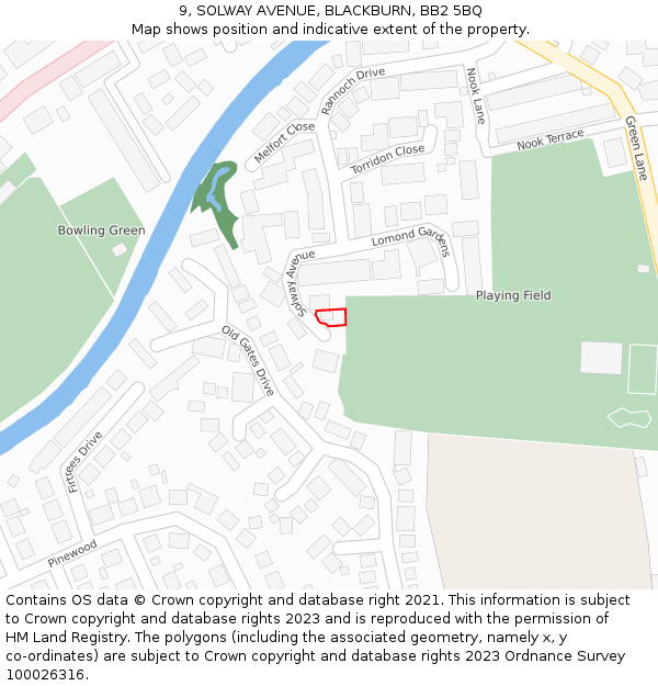 9, SOLWAY AVENUE, BLACKBURN, BB2 5BQ: Location map and indicative extent of plot