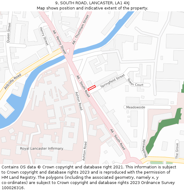 9, SOUTH ROAD, LANCASTER, LA1 4XJ: Location map and indicative extent of plot