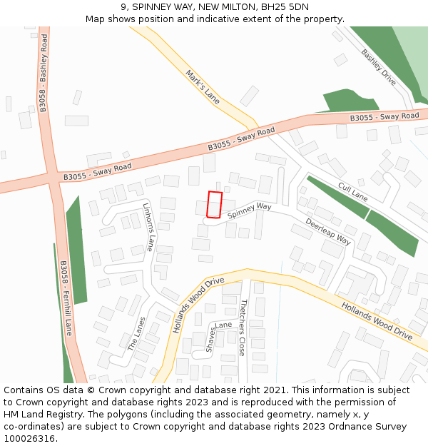 9, SPINNEY WAY, NEW MILTON, BH25 5DN: Location map and indicative extent of plot