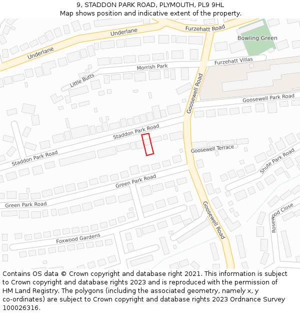 9, STADDON PARK ROAD, PLYMOUTH, PL9 9HL: Location map and indicative extent of plot