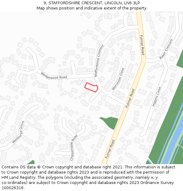 9, STAFFORDSHIRE CRESCENT, LINCOLN, LN6 3LP: Location map and indicative extent of plot