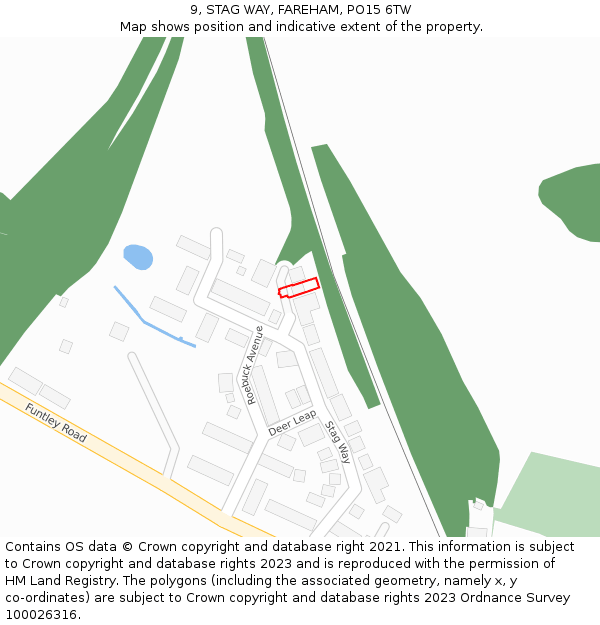 9, STAG WAY, FAREHAM, PO15 6TW: Location map and indicative extent of plot