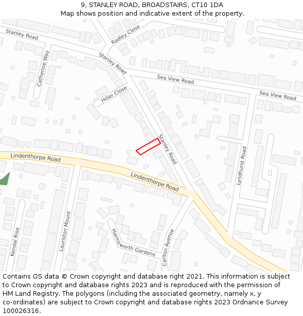 9, STANLEY ROAD, BROADSTAIRS, CT10 1DA: Location map and indicative extent of plot