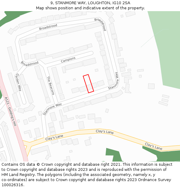 9, STANMORE WAY, LOUGHTON, IG10 2SA: Location map and indicative extent of plot