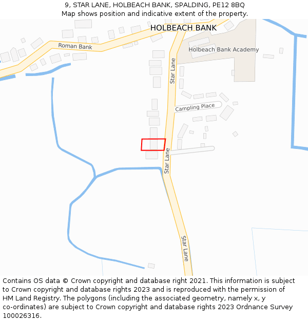 9, STAR LANE, HOLBEACH BANK, SPALDING, PE12 8BQ: Location map and indicative extent of plot