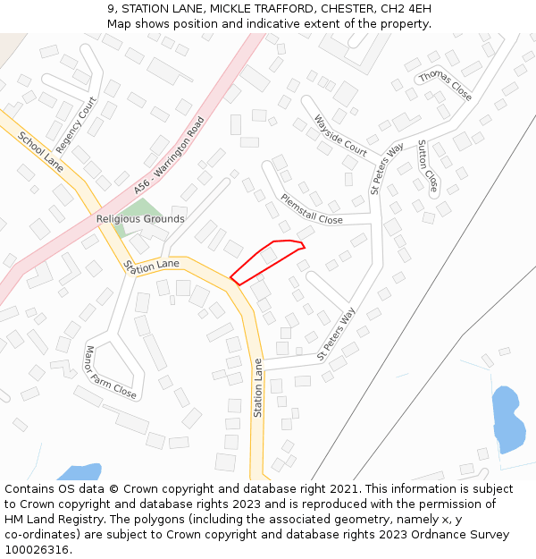 9, STATION LANE, MICKLE TRAFFORD, CHESTER, CH2 4EH: Location map and indicative extent of plot