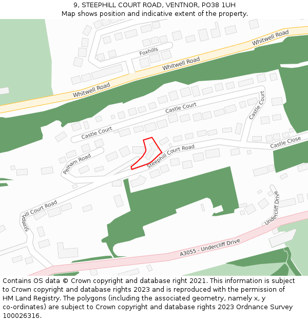 9, STEEPHILL COURT ROAD, VENTNOR, PO38 1UH: Location map and indicative extent of plot