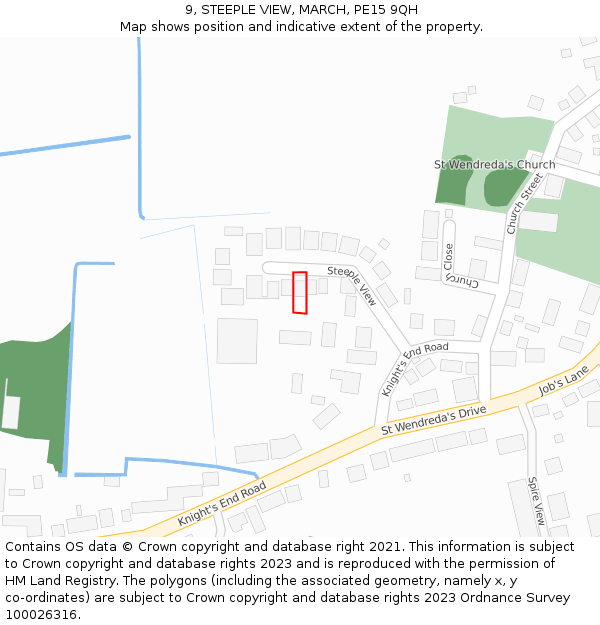 9, STEEPLE VIEW, MARCH, PE15 9QH: Location map and indicative extent of plot