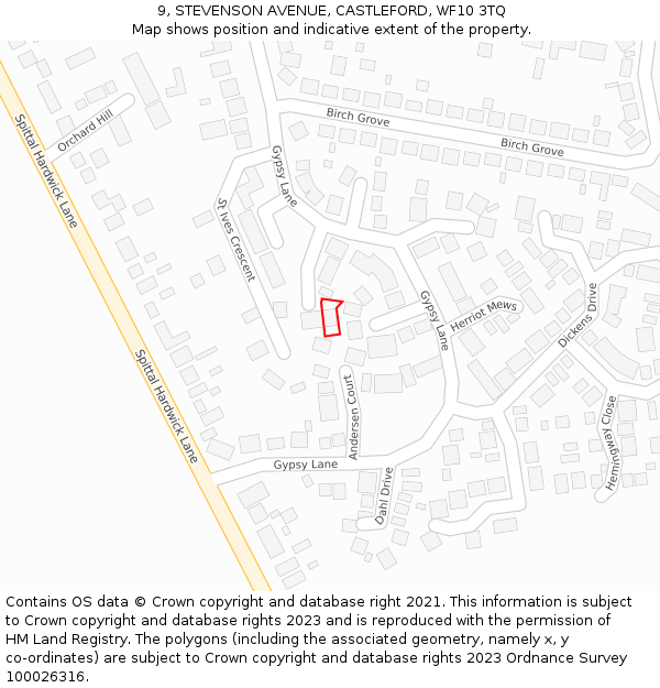 9, STEVENSON AVENUE, CASTLEFORD, WF10 3TQ: Location map and indicative extent of plot
