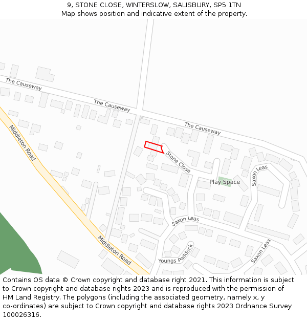 9, STONE CLOSE, WINTERSLOW, SALISBURY, SP5 1TN: Location map and indicative extent of plot