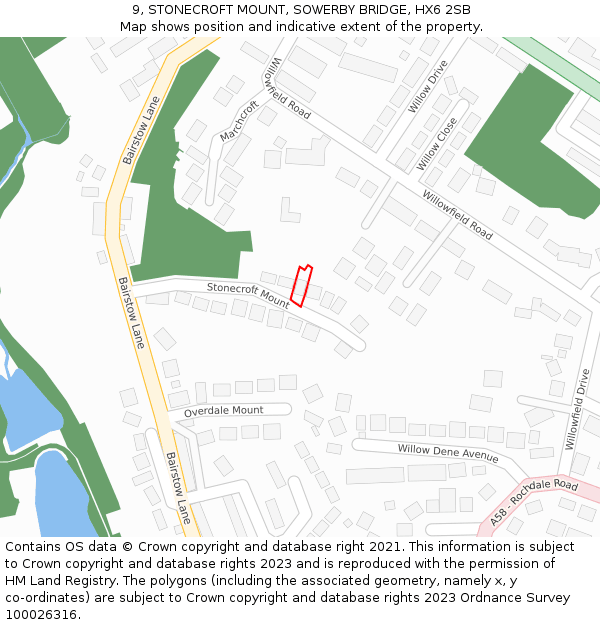 9, STONECROFT MOUNT, SOWERBY BRIDGE, HX6 2SB: Location map and indicative extent of plot