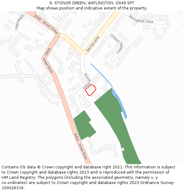 9, STONOR GREEN, WATLINGTON, OX49 5PT: Location map and indicative extent of plot