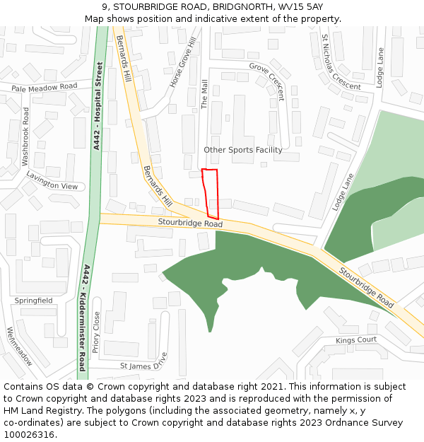 9, STOURBRIDGE ROAD, BRIDGNORTH, WV15 5AY: Location map and indicative extent of plot