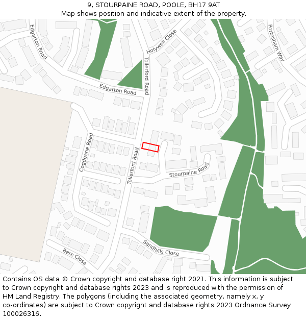 9, STOURPAINE ROAD, POOLE, BH17 9AT: Location map and indicative extent of plot