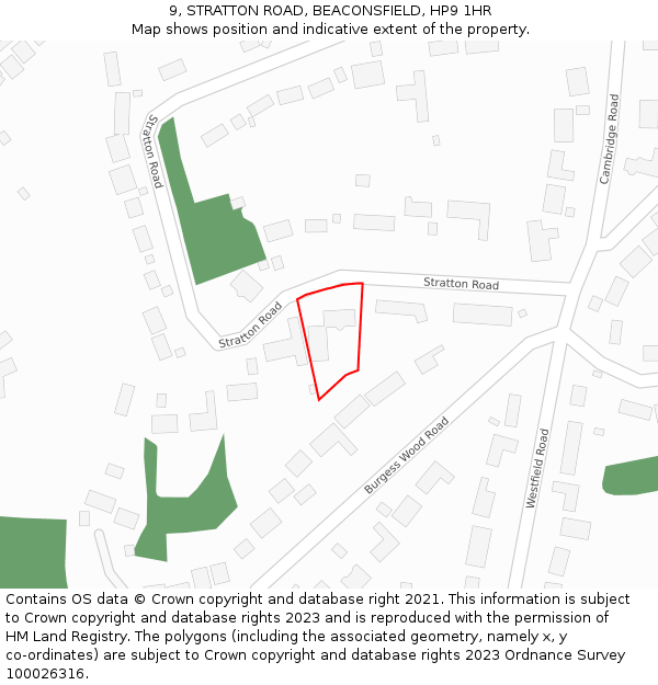 9, STRATTON ROAD, BEACONSFIELD, HP9 1HR: Location map and indicative extent of plot