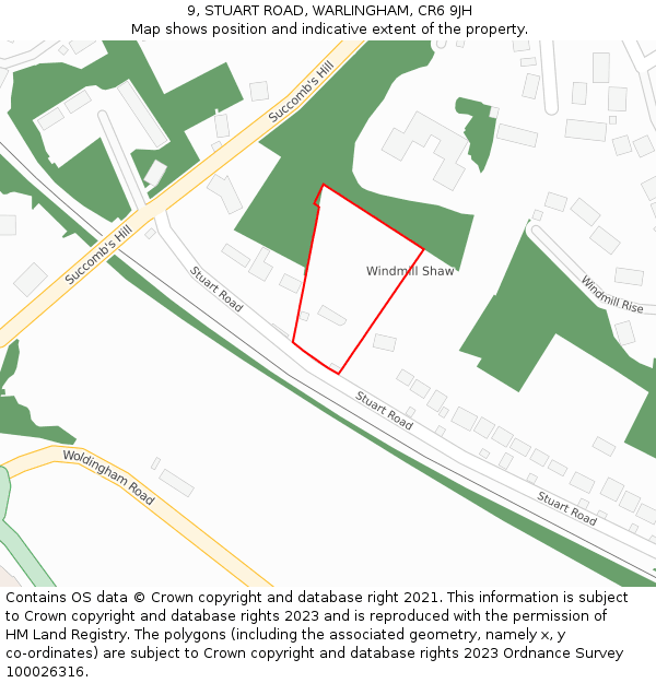 9, STUART ROAD, WARLINGHAM, CR6 9JH: Location map and indicative extent of plot