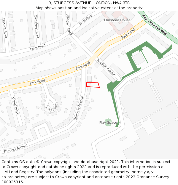 9, STURGESS AVENUE, LONDON, NW4 3TR: Location map and indicative extent of plot