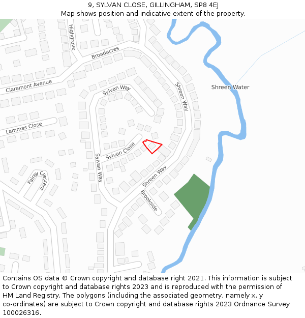 9, SYLVAN CLOSE, GILLINGHAM, SP8 4EJ: Location map and indicative extent of plot