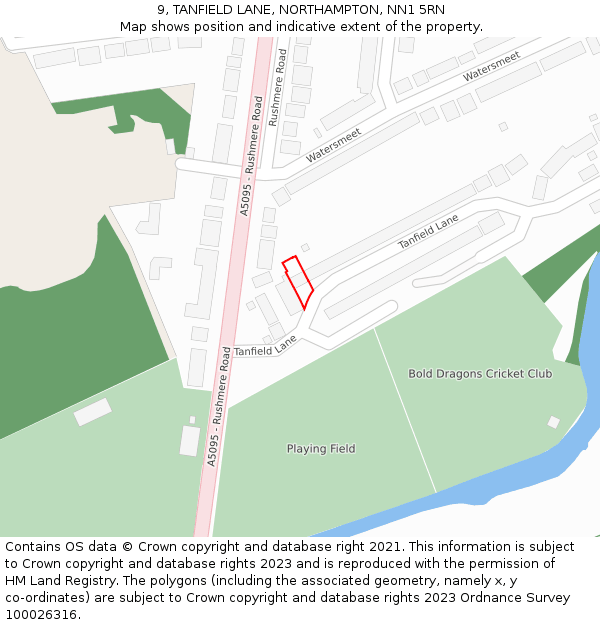 9, TANFIELD LANE, NORTHAMPTON, NN1 5RN: Location map and indicative extent of plot