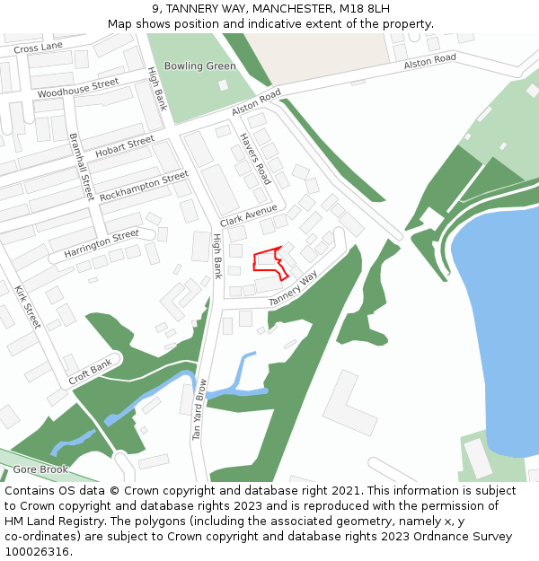 9, TANNERY WAY, MANCHESTER, M18 8LH: Location map and indicative extent of plot