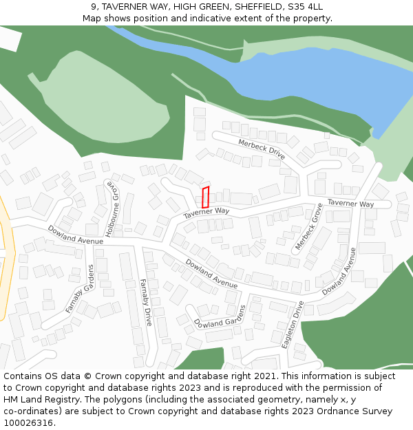 9, TAVERNER WAY, HIGH GREEN, SHEFFIELD, S35 4LL: Location map and indicative extent of plot