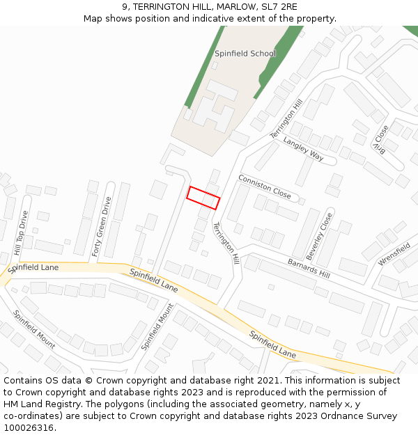 9, TERRINGTON HILL, MARLOW, SL7 2RE: Location map and indicative extent of plot