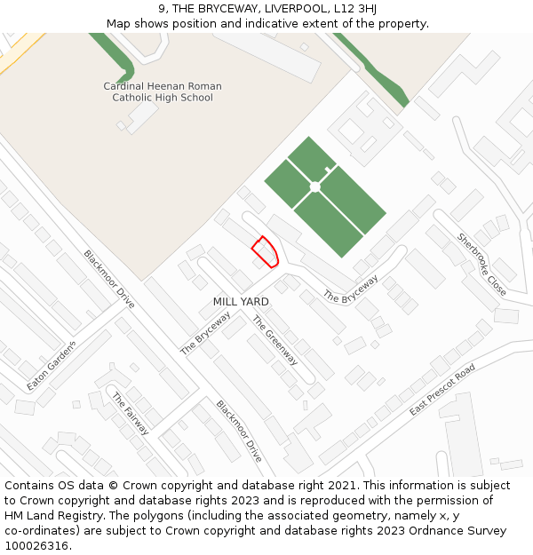9, THE BRYCEWAY, LIVERPOOL, L12 3HJ: Location map and indicative extent of plot