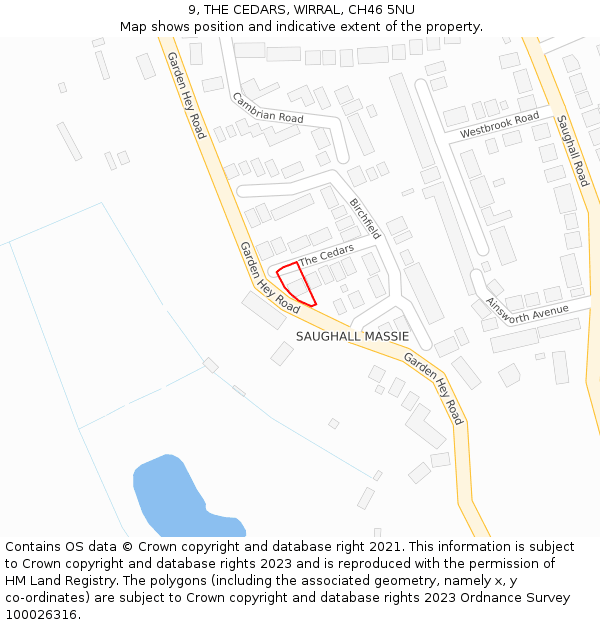 9, THE CEDARS, WIRRAL, CH46 5NU: Location map and indicative extent of plot