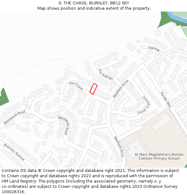 9, THE CHASE, BURNLEY, BB12 0EY: Location map and indicative extent of plot