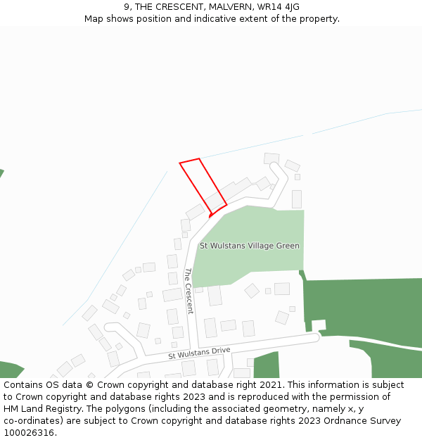 9, THE CRESCENT, MALVERN, WR14 4JG: Location map and indicative extent of plot