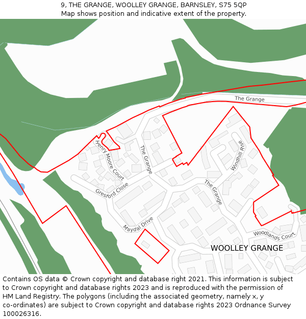 9, THE GRANGE, WOOLLEY GRANGE, BARNSLEY, S75 5QP: Location map and indicative extent of plot