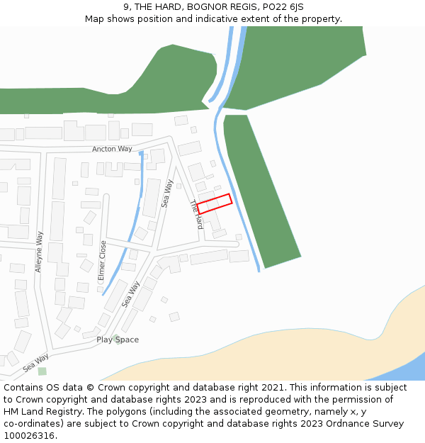 9, THE HARD, BOGNOR REGIS, PO22 6JS: Location map and indicative extent of plot