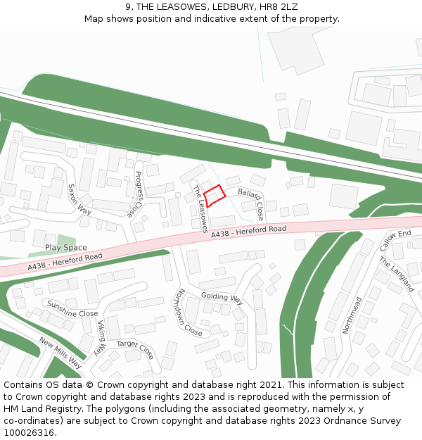 9, THE LEASOWES, LEDBURY, HR8 2LZ: Location map and indicative extent of plot