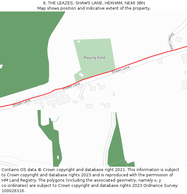 9, THE LEAZES, SHAWS LANE, HEXHAM, NE46 3BN: Location map and indicative extent of plot