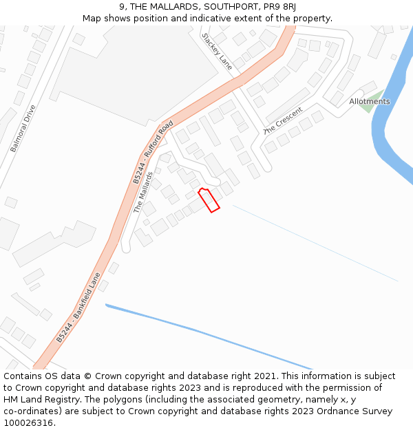 9, THE MALLARDS, SOUTHPORT, PR9 8RJ: Location map and indicative extent of plot