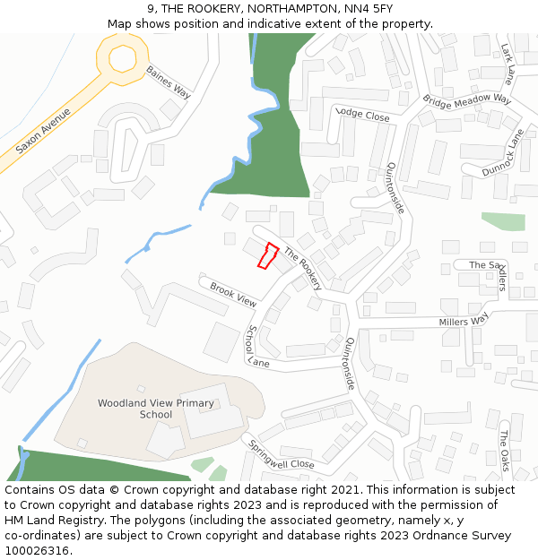 9, THE ROOKERY, NORTHAMPTON, NN4 5FY: Location map and indicative extent of plot