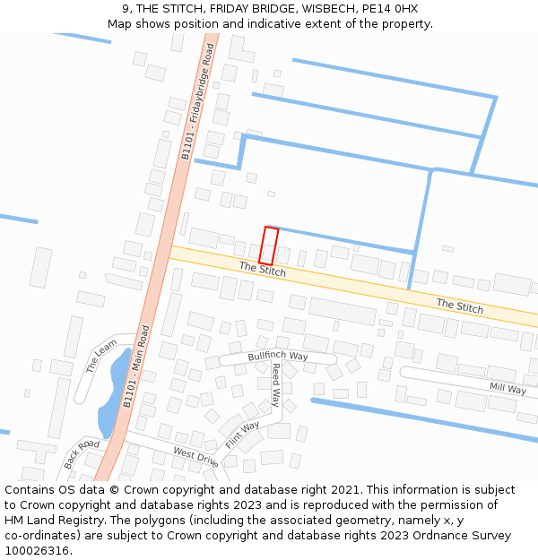 9, THE STITCH, FRIDAY BRIDGE, WISBECH, PE14 0HX: Location map and indicative extent of plot