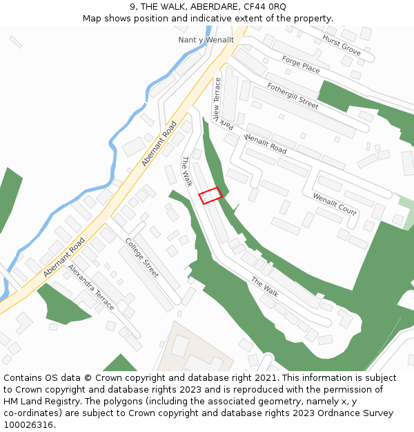 9, THE WALK, ABERDARE, CF44 0RQ: Location map and indicative extent of plot