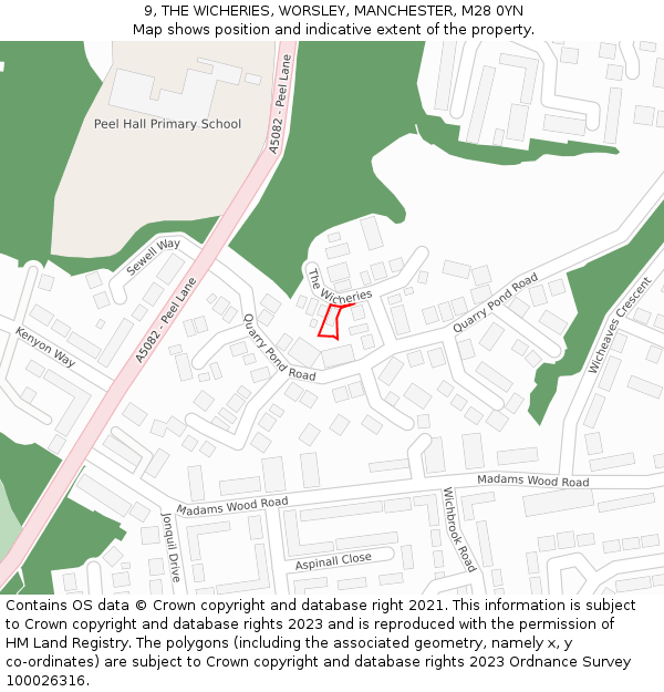 9, THE WICHERIES, WORSLEY, MANCHESTER, M28 0YN: Location map and indicative extent of plot