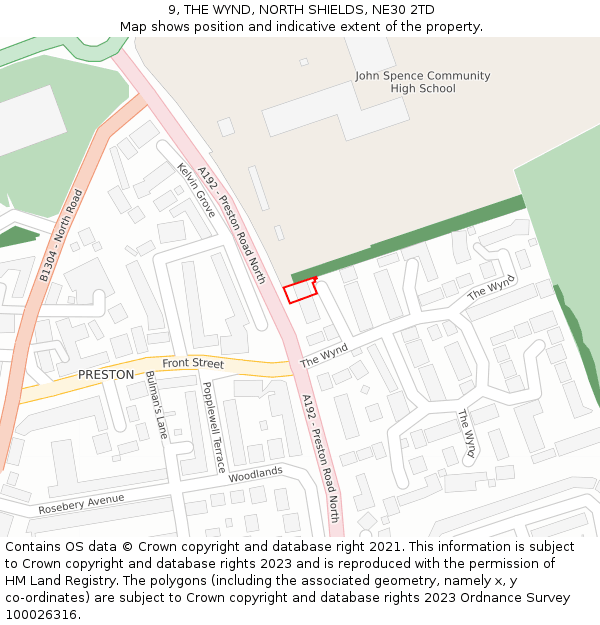9, THE WYND, NORTH SHIELDS, NE30 2TD: Location map and indicative extent of plot