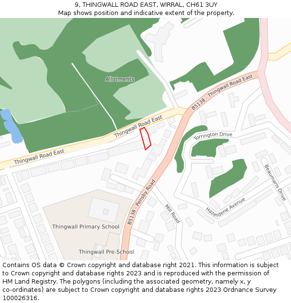 9, THINGWALL ROAD EAST, WIRRAL, CH61 3UY: Location map and indicative extent of plot