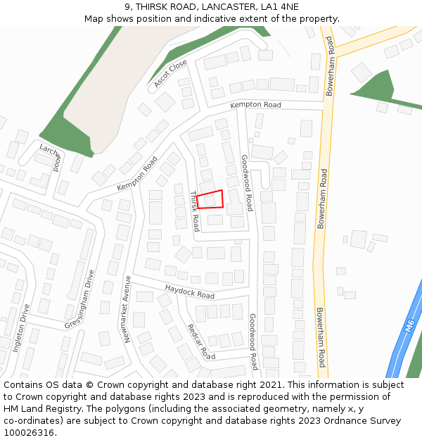 9, THIRSK ROAD, LANCASTER, LA1 4NE: Location map and indicative extent of plot