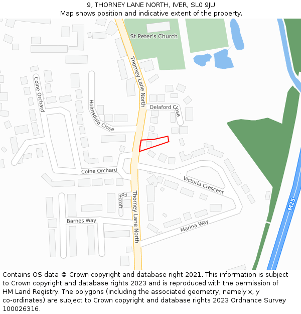 9, THORNEY LANE NORTH, IVER, SL0 9JU: Location map and indicative extent of plot