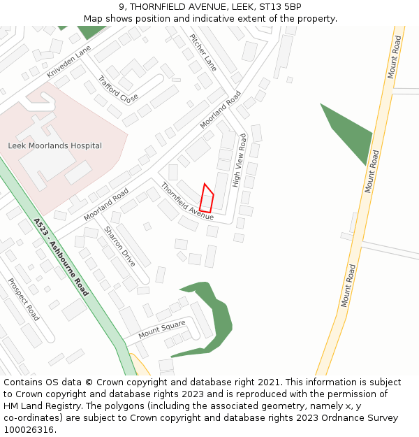 9, THORNFIELD AVENUE, LEEK, ST13 5BP: Location map and indicative extent of plot