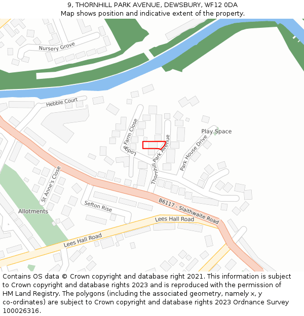 9, THORNHILL PARK AVENUE, DEWSBURY, WF12 0DA: Location map and indicative extent of plot