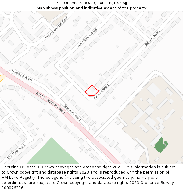 9, TOLLARDS ROAD, EXETER, EX2 6JJ: Location map and indicative extent of plot